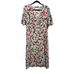 Zara Floral Boho Front Button Dress Size S